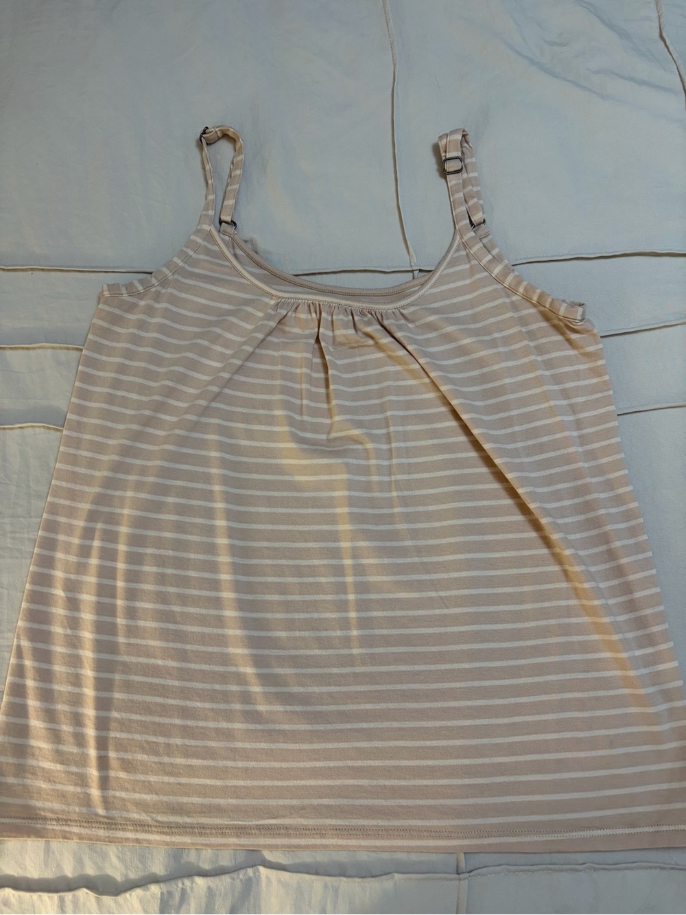 Garnet Hill Cream & White Striped Adjustable-Cami Tank*
